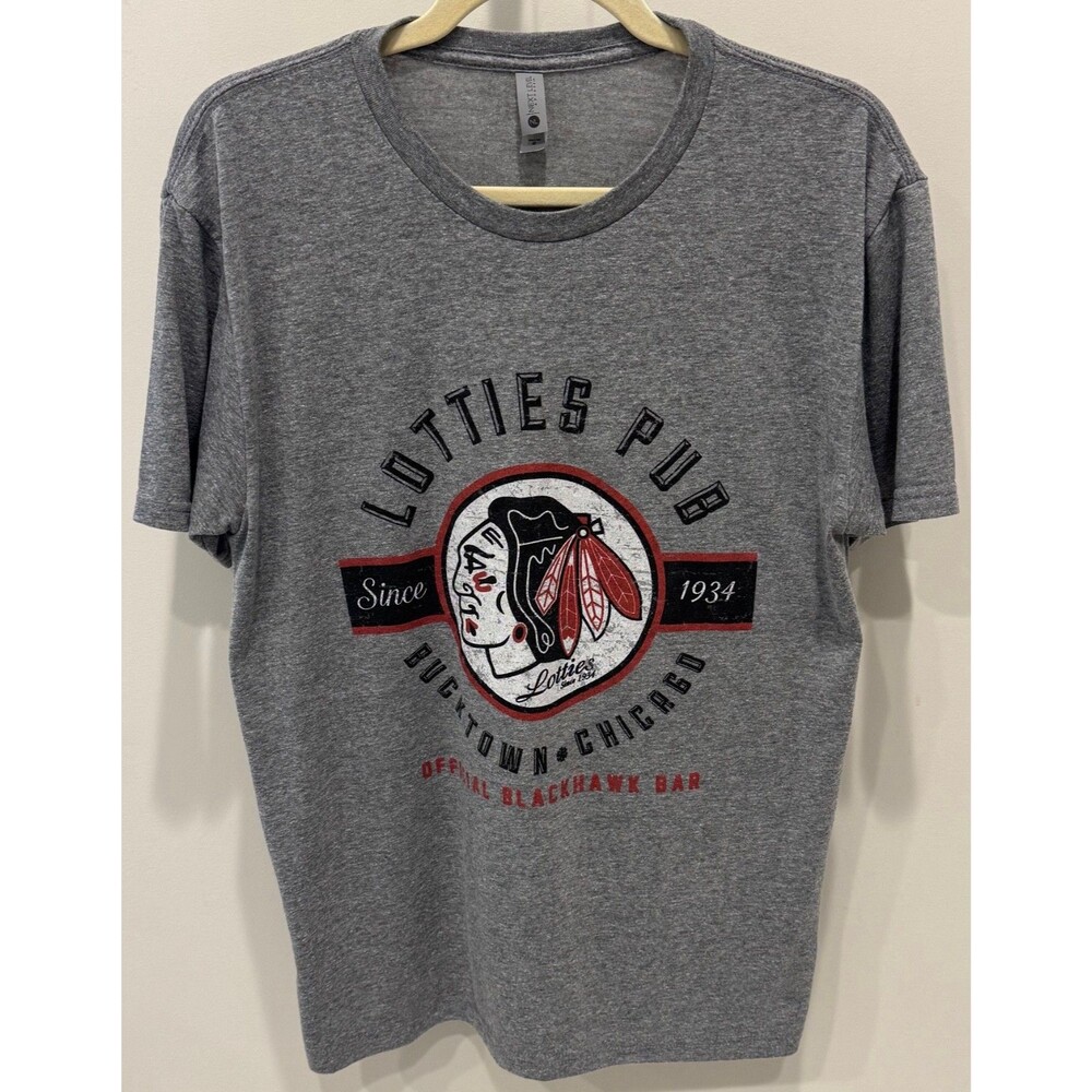 Lottie's Pub - Chicago Blackhawks Bar T-Shirt - Men's Size Medium - Gray